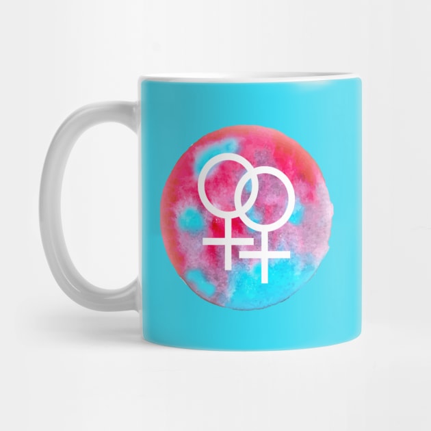 Double Venus Symbol Watercolor (Lesbian/Bisexual/Sapphic/WLW) by SapphoStore